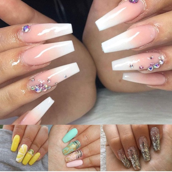 Nail Tips Kit 500pc Holographic Glitter Flakes - Picture 5 of 7